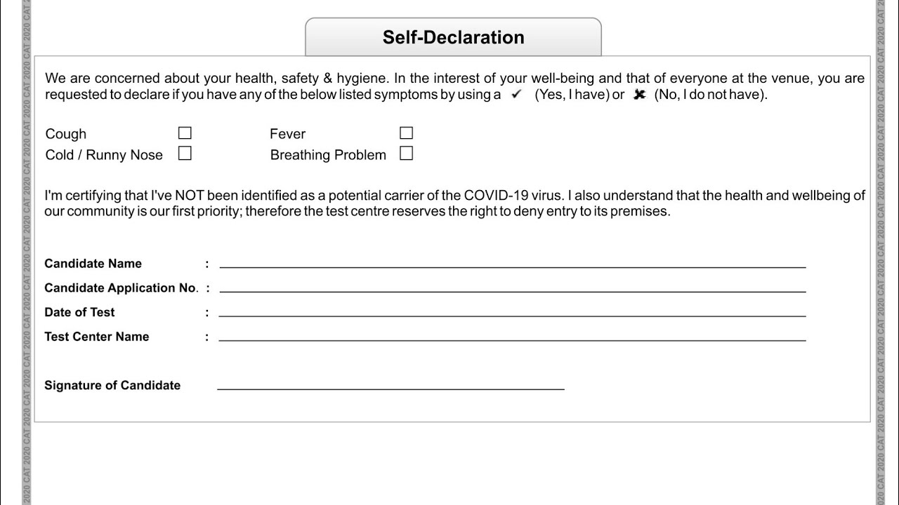 Candidate Must Fill Carry And Sign Covid 19 Self Declaration On The Candidate Must Fill Carry And Sign Covid 19 Self Declaration On The