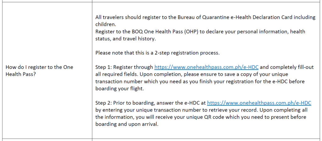 BUREAU OF QUARANTINE S NEW HEALTH DECLARATION FORM FOR ARRIVING 