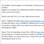 BUREAU OF QUARANTINE S NEW HEALTH DECLARATION FORM FOR ARRIVING