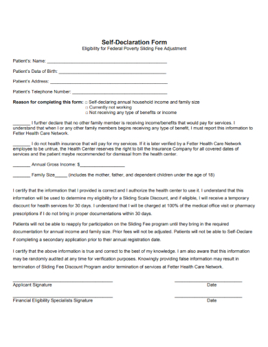 FREE 9 Self Declaration Form Samples Health Travel Income FREE 9 Self Declaration Form Samples Health Travel Income