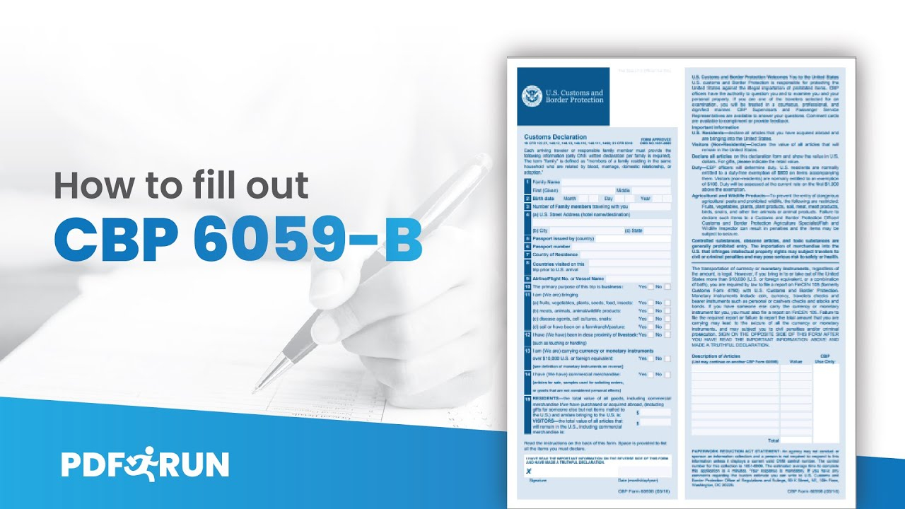 How To Fill Out Form CBP 6059 B Customs Declaration PDFRun YouTube