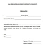 PDF Self Declaration Form For Minority Community By The Students